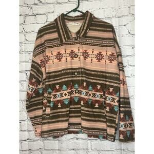 Savanna Jane Women’s Southwest Aztec Corduroy Button Front Jacket Size S J10131